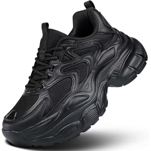 Shoes - All-Black Women's Chunky Athletic Sneakers